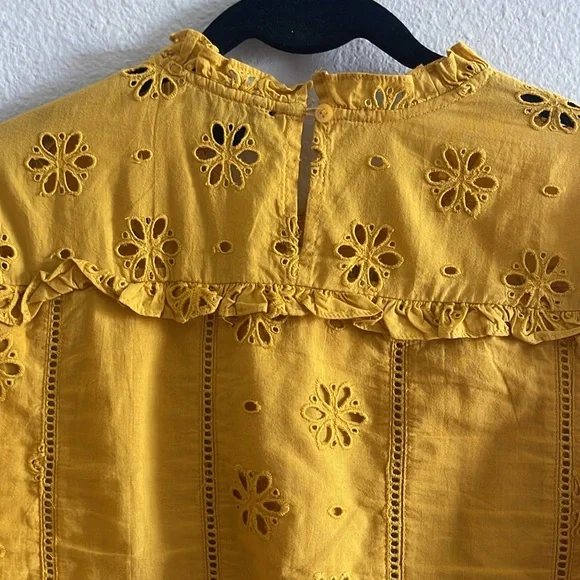 J.Crew Yellow Eyelet Blouse - Picture 5 of 6